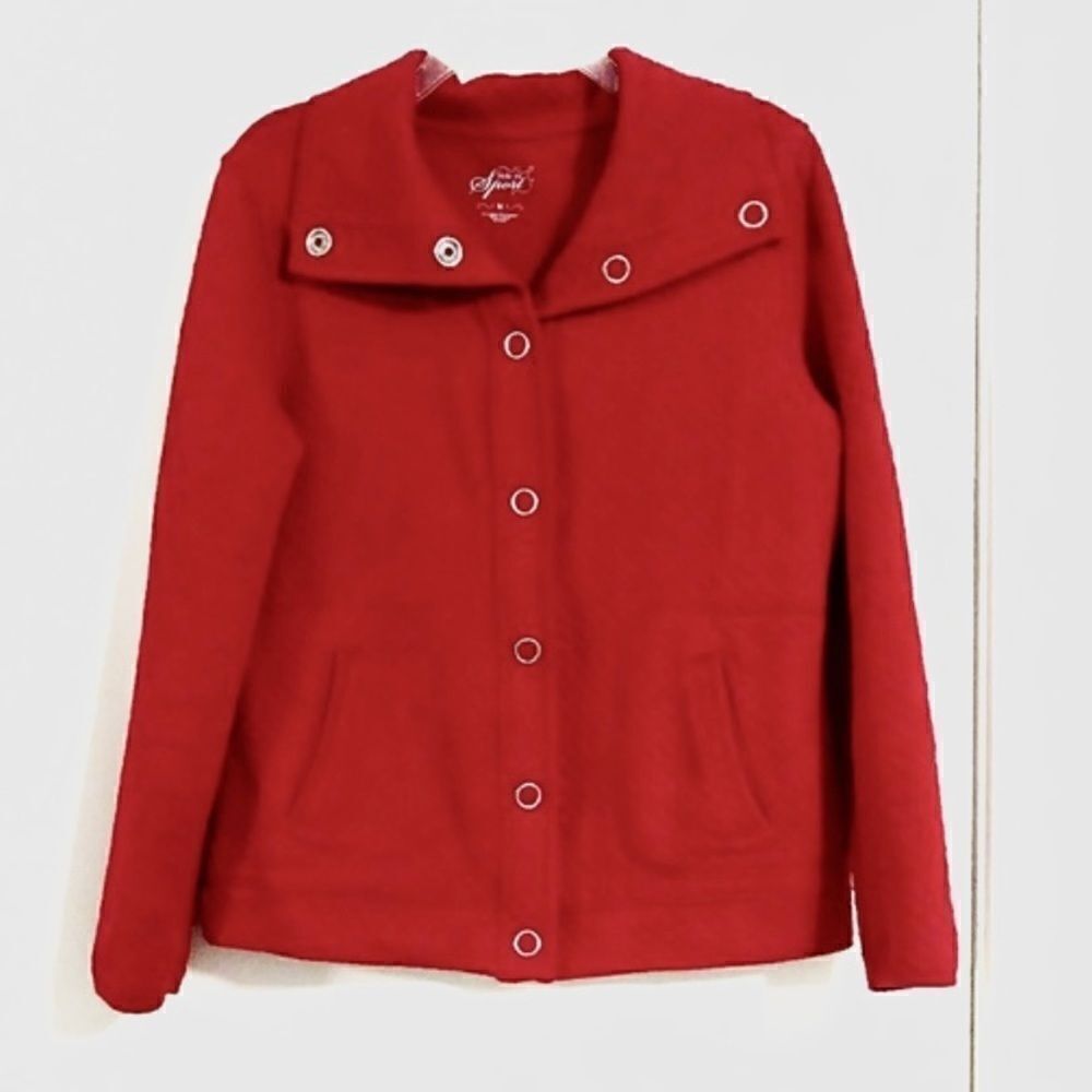 Style & co. Red Quilted Snap Button Down Sweater
